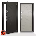 Modern Hinged Doors With Black And Light Gray Geometric Patterns And Glass Panel