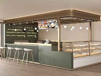 Modern Bakery Coffee Bar Bakery Display Cabinet Cake Shop Dessert Shop Workbench Cashier 3d model