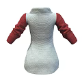 Knitted Turtleneck Sweater With Red Sleeves Beige Body Three Buttons Asymmetric Hem
