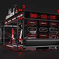 Kangshifu Sports Hydration Research Institute Booth With Black Red Design And Pipeline Structure