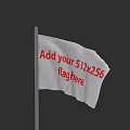 Simple White Flag Template With Red Text 512x256 Design On Flagpole