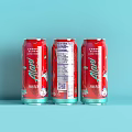 A&W Cream Soda Red Beverage Cans With Green Accents On Teal Background