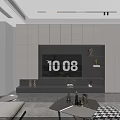 Modern TV Wall Unit With Built-in TV Decorative Items Plants And Shelves