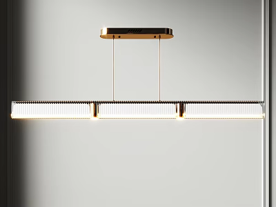 Modern Golden Linear Chandelier With Transparent Rectangular Shade And Bright Illumination 3d model