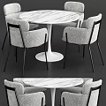 Modern Round Dining Table And Chairs Set With Marble Tabletop And Upholstered Seats 3d model