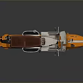 Classic Vintage Orange Scooter With Brown Seat Silver Body And Black Wheels