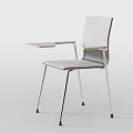 Gray Black Office Chair With Metal Frame Armrests And Foldable Desk