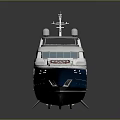 Luxury White And Blue Yacht With Red Seats On Deck And Modern Design