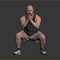 Man Doing Squats In Sleeveless Tank Top With Arm Tattoo And Sneakers