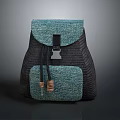 Durable Woven Teal And Black Backpack With Drawstring Closure And Functional Pockets