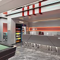 Modern Internet Cafe Interior With Counter Vending Machine Pool Table And Gaming Stations 3d model
