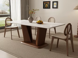 long dining table and chair 3d model