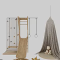 Kids Indoor Play Equipment With Climbing Wall Slide Swing Rings And Hanging Tent