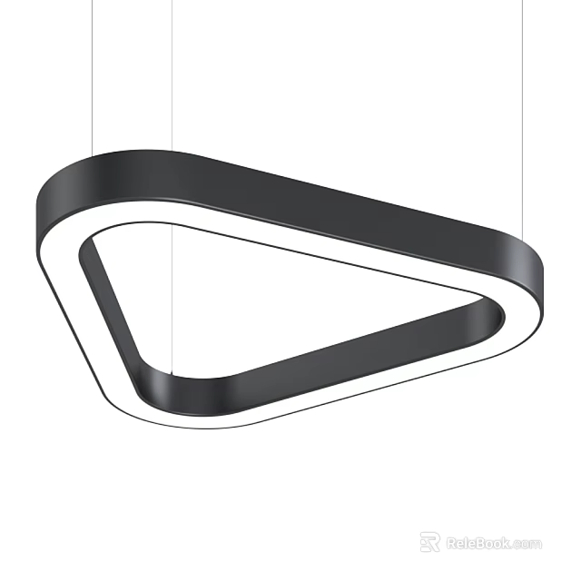 Modern Triangular Pendant Light With Black And White Frame And Illuminated LED Strip Design 3d model
