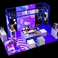 151 Fashion Exhibition Booth With Modern Design Purple Blue Lighting And Display Models