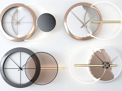 Modern Minimalist Clocks With Metal Frames And Gold Accents For Home Decor 3d model