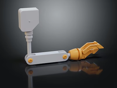 White and Yellow Articulated Hardware Tool with Adjustable Mechanical Clamp and Durable Metal Construction 3d model