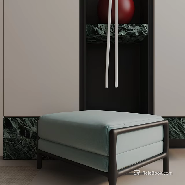 Elegant Modern Kitchen Side Table With Marble Top And Dark Wood Frame Design 3d model