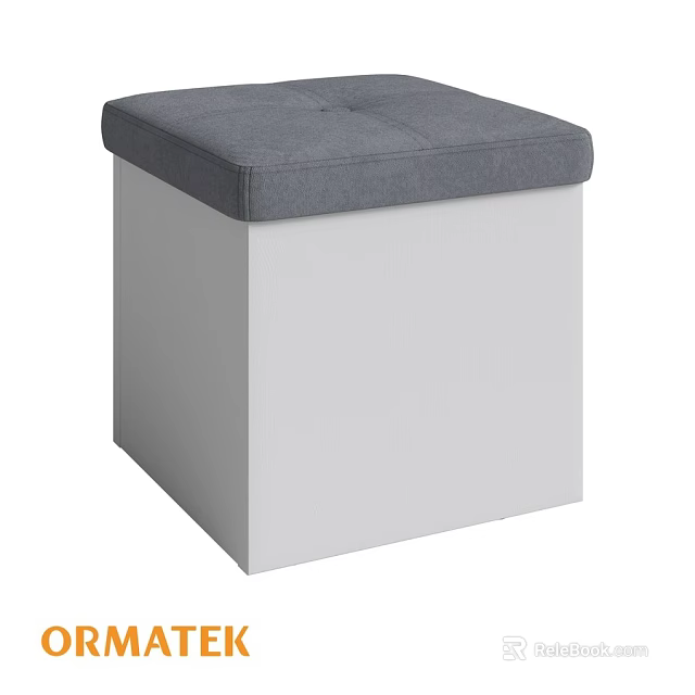 Gray Cushioned White Storage Ottoman Bench With Comfortable Seating And Storage Space 3d model 