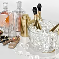 Luxury Wine Bottles and Glasses with Ice Bucket and Accessories