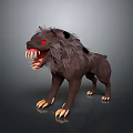 Ferocious Wolf Like Mythical Creature With Red Glowing Eyes Sharp Fangs And Clawed Paws 3d model