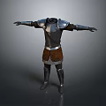 Medieval Knight Armor With Metal Plates And Leather Skirt Standing Pose