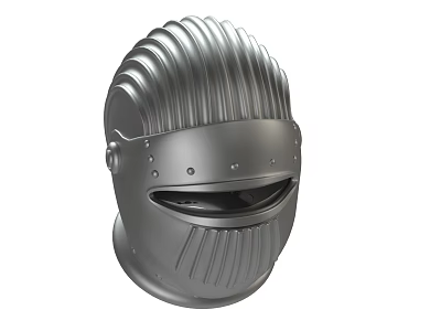 Classic Medieval Steel Helmet With Ribbed Design Front Visor And Side Rivets 3d model