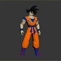 Anime Character Goku 3D Model Figure With Orange Outfit Blue Belt And Chest Emblem