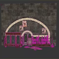 Medieval Interior Setting With Stone Wall Scrolls Arched Doorway Wooden Barrel Cabinet And Bottle Shelf