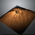Volcanic Terrain Featuring Orange Crater Surface With Rugged Natural Textures 3d model
