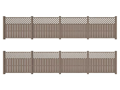 Brown Wooden Fence With Lattice Design And Slats For Outdoor Garden Use 3d model