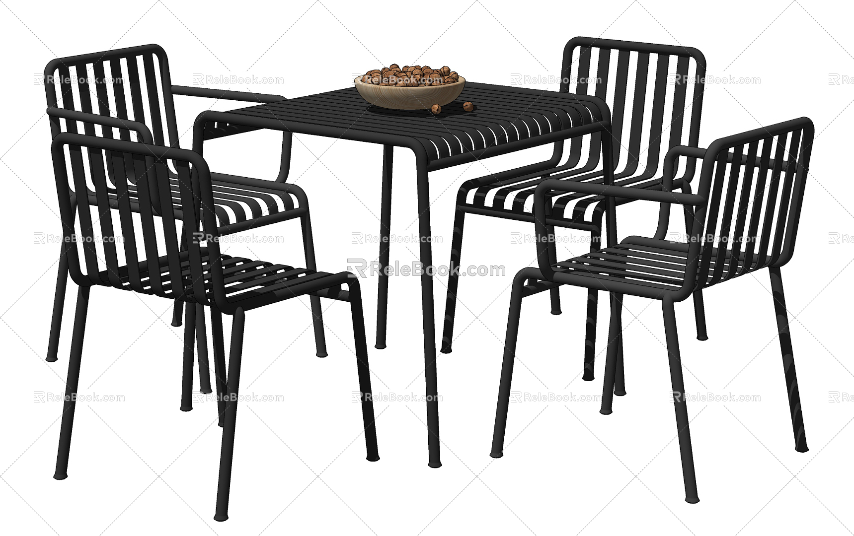 Industrial LOFT Dining Table and Chair Combination Iron Casual Dining Table and Chair 3d model