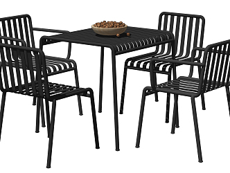 Industrial LOFT Dining Table and Chair Combination Iron Casual Dining Table and Chair 3d model