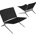 Modern Black Leisure Chair With Flat Back And Geometric Metal Legs Design