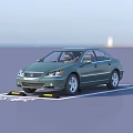 Green Acura Sedan Parked In Branded Parking Space With Yellow Sensors
