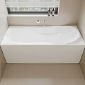 Modern Bathroom White Built-in Bathtub with Chrome Faucet Window and Bath Products