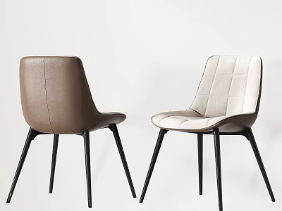 Modern Leisure Chairs Brown Leather And Light Stitched Upholstery With Black Legs Contemporary Design 3d model