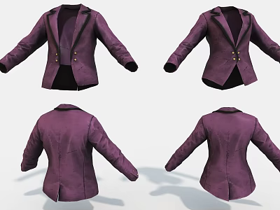 Purple Suit Jacket With Lapel Design Multiple Angles View For Men 3d model
