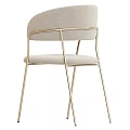 Modern Beige Upholstered Accent Chair With Tufted Back And Golden Metal Legs