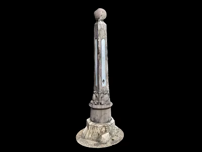 Ancient Architectural Stone Column Featuring Carved Details Spherical Top And Weathered Base 3d model