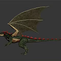 3D Dragon Model With Detailed Wings Golden Edges Green Body And Red Accents