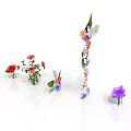 Colorful Decorative Plants With Various Flowers Green Leaves And Vibrant Shapes