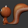 Orange Cartoon Squirrel Character With Big Green Eyes Open Mouth Fluffy Tail On Black Background