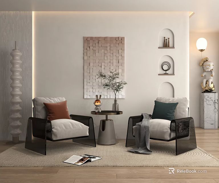Modern Casual Sofa Set With Throw Pillows Coffee Table And Area Rug In Living Room 3d model 