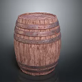 Wooden Barrel As Practical Home Living Storage With Metal Hoops And Natural Wood Grain