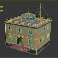 Industrial Park With Yellow Multi Story Building Green Roof Pavilion Staircase And Windows