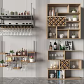 Wine Cabinet Interior With Multiple Storage Shelves Wine Bottles Glasses And Decorative Plants