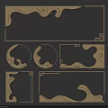 Artistic Wall Decor With Rectangular Circular Shapes Ornate Wave Cloud Motifs Wooden Decorative Design