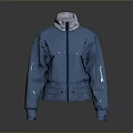 Blue Casual Jacket With Stand Collar Zipper Closure And Practical Pockets 3d model