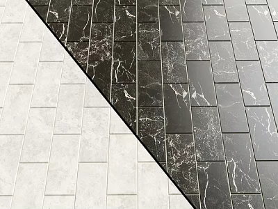 Modern Floor Tiles With Black White Marble Texture Contrast Pattern Design 3d model